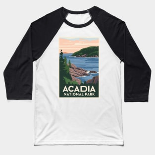 Acadia National Park Vintage Travel Poster Baseball T-Shirt